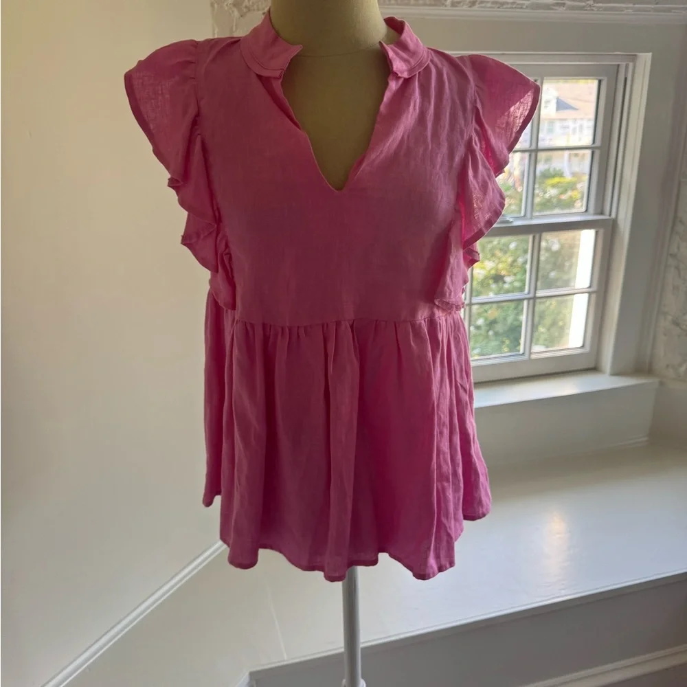 La Roque Chic Pink Ruffle Blouse - Picture 1 of 4